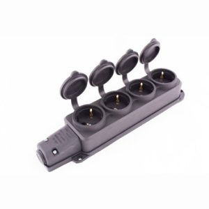 Розетка каучук 4-а з заземлювальним контактом16А IP44 Енекст (уп 14шт)