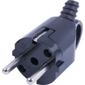 Вилка євро кутова з заземленням 16А чорн, з ручкою Е-НЕКСТ