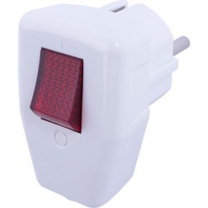 Вилка побутова e.plug.angle.009.16,з заземленням, 16А, кутова, біла, з вимикачем