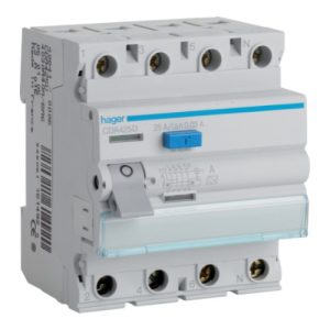 Реле диференційного струму ПЗВ 4Pх25A 30mA A 4модуля  (В) (B) "ХАГЕР"