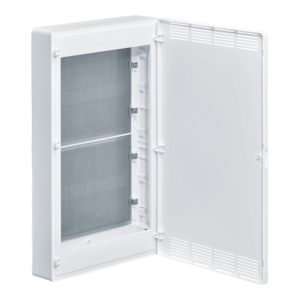 Щит 4-рядний для ММ-обладнання, зовнішній/універсальний білі пластикові перфоровані двері, GOLF (B)