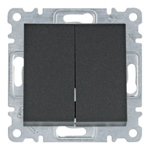 Вимикач 2-клавішний Lumina, чорний, 10АХ/230В (A) "ХАГЕР"