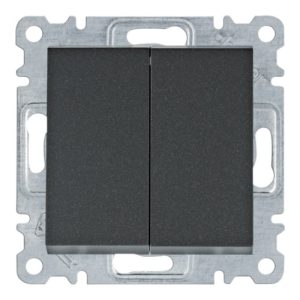 Вимикач 2-клавішний універсальний Lumina, чорний, 10АХ/230В (A) "ХАГЕР"