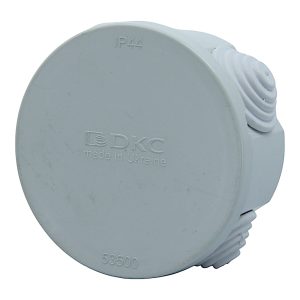 Коробка розподільча  65х35 IP44 зовнішня пласт. кругла з кабель/введ.