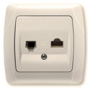 Розетка комп.+ телеф. внутр. "Carmen" крем (ЦІНА НА ЗАЛИШОК)