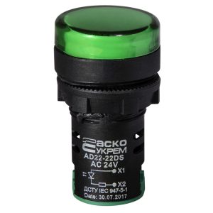 Лампа AD22-22DS зелена 24V АC/DC