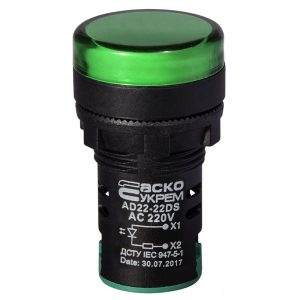Лампа AD22-22DS зелена 220V АC