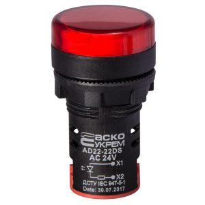Лампа AD22-22DS червона 24V АC/DC
