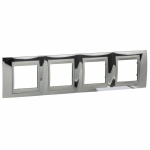 Рамка 4-х кратна "UNICA" TOP хром блис./алюм. (C3) "знято з в-ва"