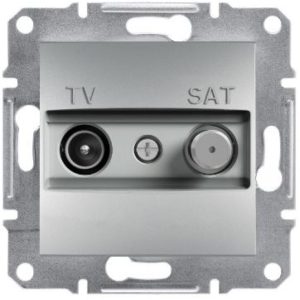 Розетка ТV+SAT прохідна внутр. "ASFORA" алюміній (C3) (знятий з в-ва 30.06.2023)