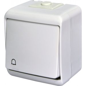 Кнопка 2-мод. зовн. IP54 з символом "Дзвоник" VHE-4 (біла)