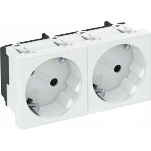 Розетка modul 2x45 з заземл. та шторками 250V~, 16A, 33˚ / біла