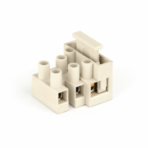 Клема прохідна на 2-кабеля 4мм. з тримачем запобіжника (знято з в-ва)