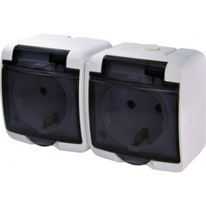 Розетка 2-а З/К зах.зовн. IP54 RHE-2sd (біла/прозора кришка)