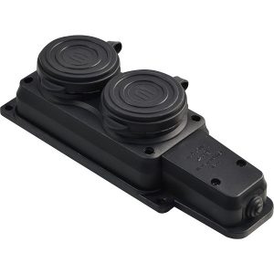 Розетка каучук 2-а 2Р+PE з захисними кришками двомісна 16А IP44