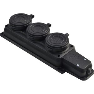 Розетка каучук 3-а 2Р+PE з захисними кришками тримісна 16А IP44