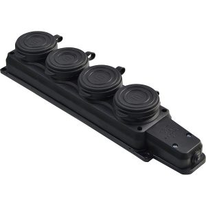 Колодка каучукова 2Р+PE з захисними кришками чотиримісна 16А IP44