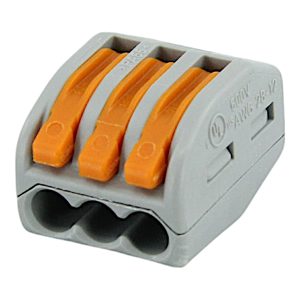 Клема 3-х провідна х 2,5мм.кв. з натискним важелем "WAGO" (уп.50шт)