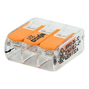 Клема 3-х провідна х 4мм.кв. з натискним важелем "WAGO" (уп.50шт)