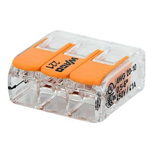 Клема 3-х провідна х 6мм.кв. з натискним важелем "WAGO" (уп.30шт)