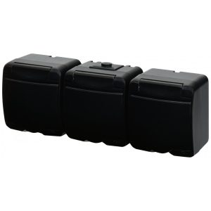 Розетка 3-а З/К зах.зовн. IP54 RHE-3s-BL (чорн./чорна кришка)
