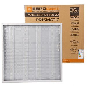 Панель ЛЕД 36W 4000K 3000Lm IP20 (595*595*19) Призма " ЄВРОСВІТЛО"