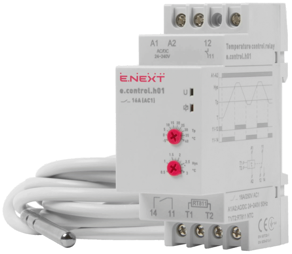 РЕЛЕ КОНТРОЛЮ ТЕМПЕРАТУРИ e.control.h01