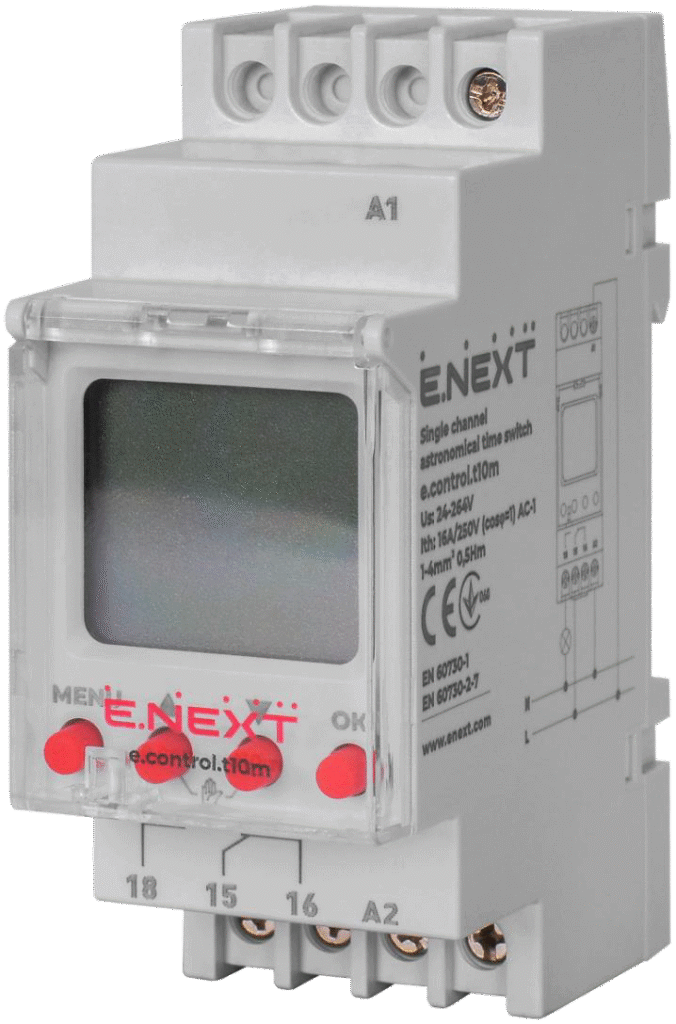 ТАЙМЕР АСТРОНОМІЧНИЙ ОДНОКАНАЛЬНИЙ e.control.t10m