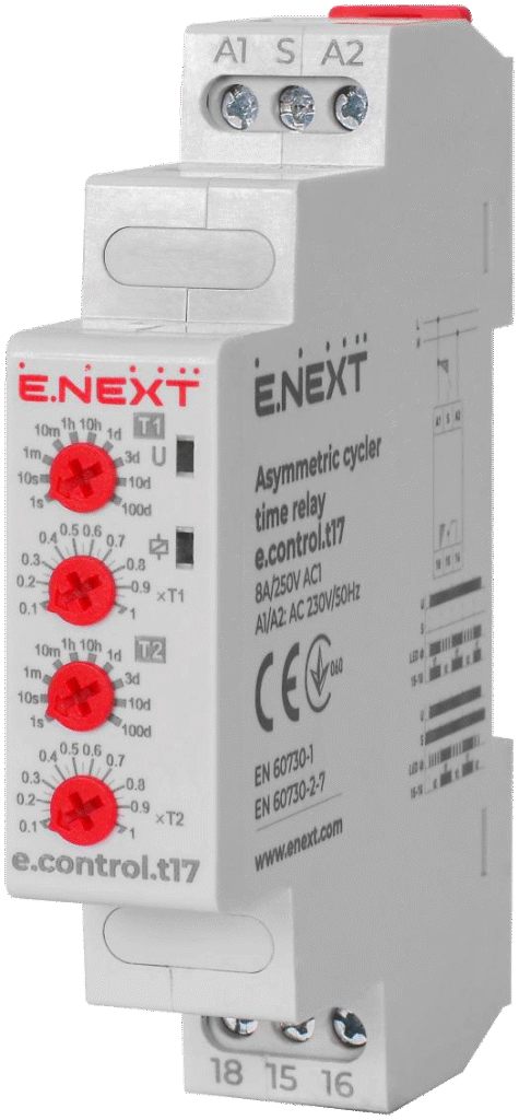 РЕЛЕ ЧАСУ АСИМЕТРИЧНОГО ПОВТОРЕННЯ ЦИКЛУ e.control.t17