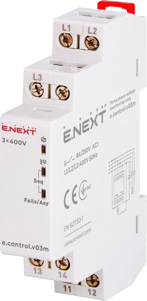 РЕЛЕ КОНТРОЛЮ НАПРУГИ ТРИФАЗНЕ e.control.v03m