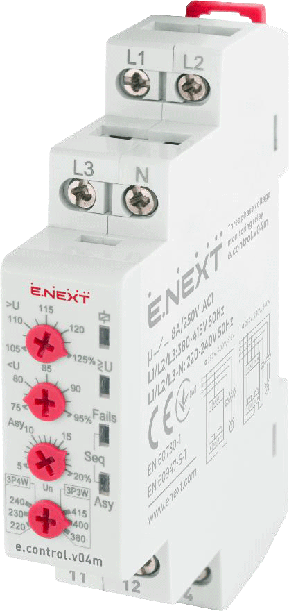 РЕЛЕ КОНТРОЛЮ НАПРУГИ ТРИФАЗНЕ e.control.v04m