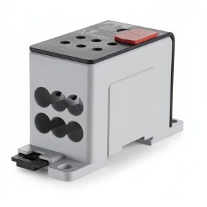 Розподільчий блок 1-пол.; Іном=80 A(CU), 63 A(AL), (1 вхід: 2.5-25 мм.кв., 6 виходів: 1,5-10мм.кв. )