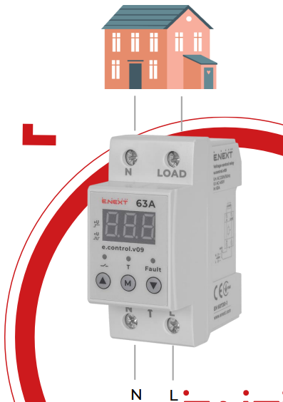 РЕЛЕ КОНТРОЛЮ НАПРУГИ ОДНОФАЗНЕ З ІНДИКАЦІЄЮ