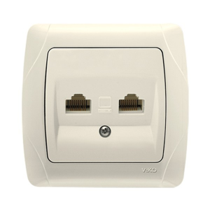 Розетка комп. подвійна RJ-45 внутр. "Carmen" крем (ЦІНА НА ЗАЛИШОК)
