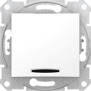 Вимикач 1-клавішний внутрішній. з підсвіткою "SEDNA" білий