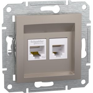 Розетка комп’ютерна та телефонна, внутрішня "ASFORA Schneider" бронза