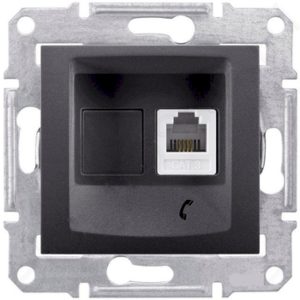 Розетка телефонна RJ-11 внутрішня "SEDNA" графіт