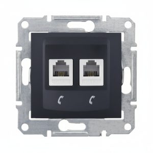 Розетка телефонна подвійна RJ-11 внутрішня "SEDNA" графіт