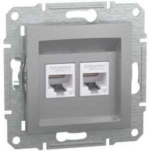 Розетка комп’ютерна подвійна RJ-45, внутрішня, "ASFORA" алюміній