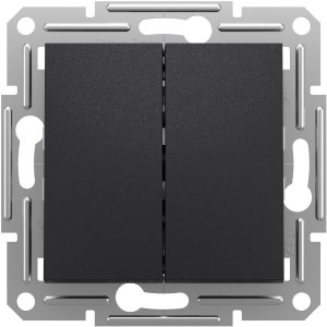 Вимикач 2-клавішний. внутрішній. прохідний "ASFORA" антрацит (C2)