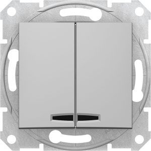 Вимикач 2-кл. внутр. "SEDNA" з підсв. алюміній (C1) (знятий з в-ва 30.12.2023)