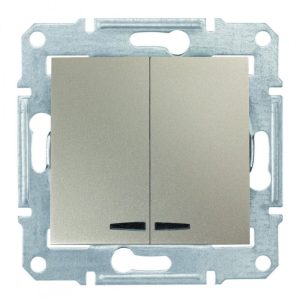 Вимикач 2-кл. внутр. "SEDNA" з підсв. титан (C3) (знятий з в-ва 30.12.2023)