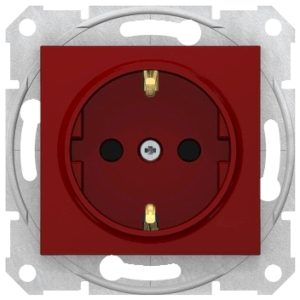 Розетка 1-а З/К внутр. зі шторками "SEDNA" червона (C3) (знятий з в-ва  30.12.2023)