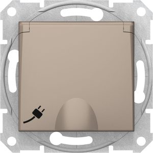 Розетка 1-а З/К внутр. з кришкою та шторками "SEDNA" титан (C3) (знятий з в-ва  30.12.2023)