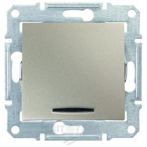 Вимикач 1-клавішний внутрішній. "SEDNA" з підсвіткою, титан