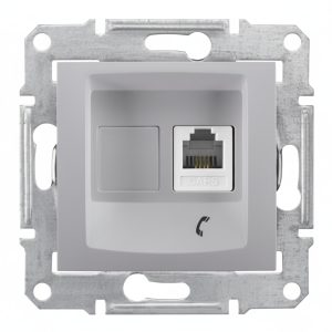 Розетка телефонна RJ-11 внутрішня "SEDNA" алюміній