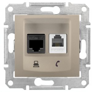 Розетка комп’ютерна та телефонна, внутрішня "SEDNA" титан