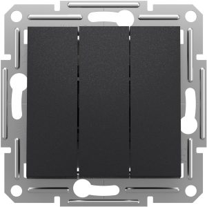 Вимикач 3-клавішний. внутрішній. "ASFORA Schneider" антрацит (C2)