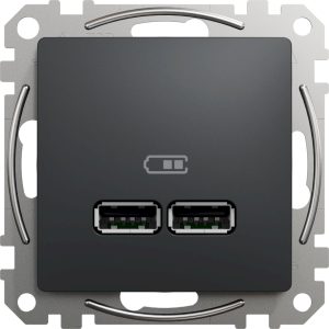 Розетка 2-а USB внутр. "SEDNA" графіт (C2) (знятий з в-ва  30.12.2023)
