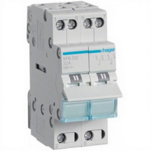 Перемикач I-0-II з загальним виходом знизу, 2-полюсний, 32А/230В (B)